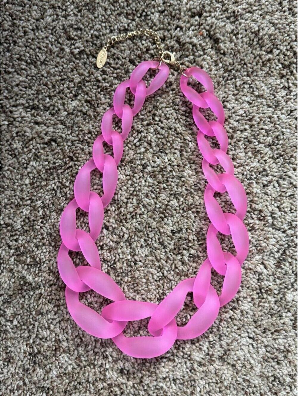Pink Acrylic Link Necklace with Gold Chain